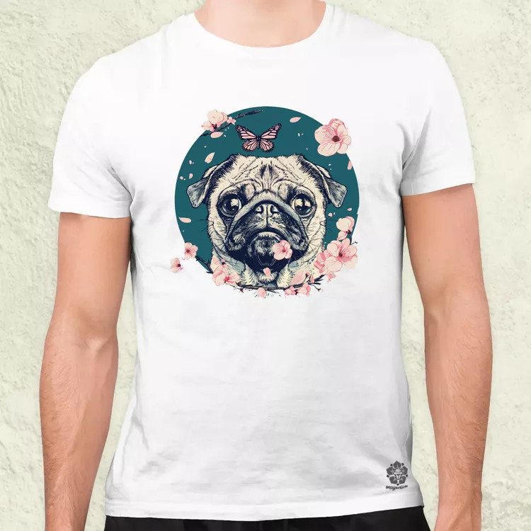 Mopsz és pillangó v2 férfi póló