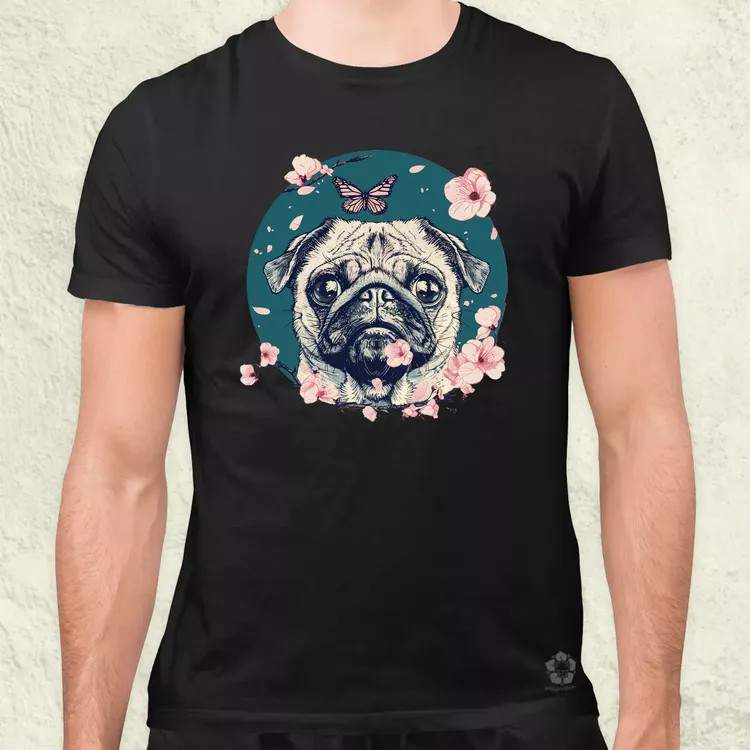 Mopsz és pillangó v2 férfi póló