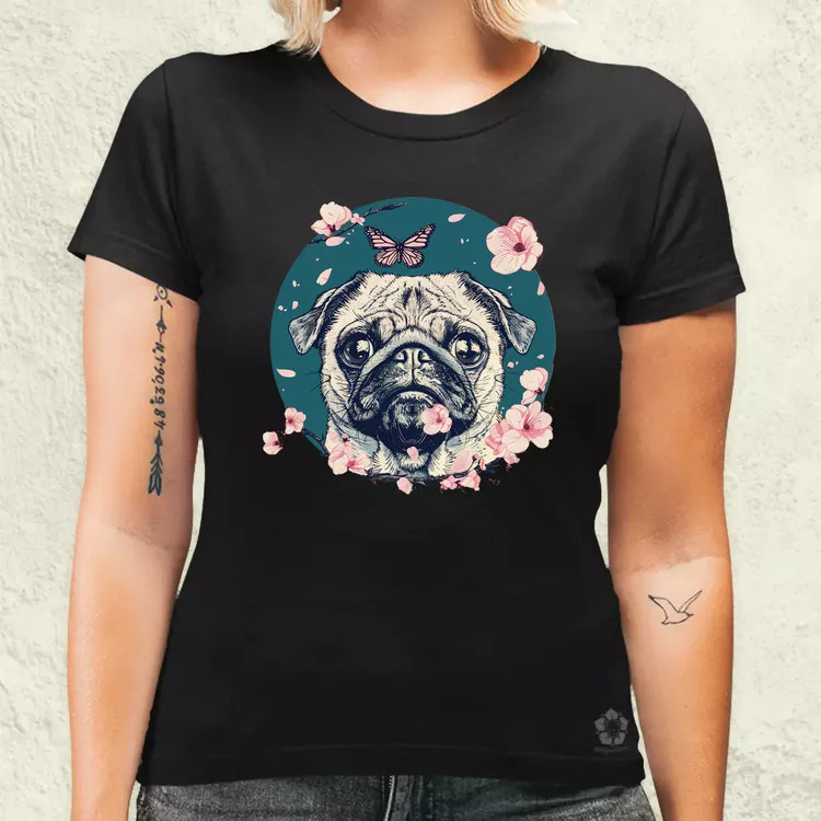 Mopsz és pillangó v2 női póló