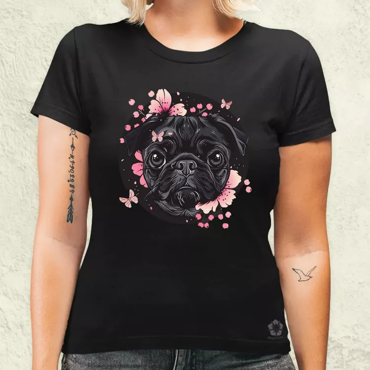 Mopsz és pillangó v3 női póló