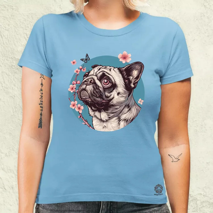 Mopsz és pillangó v4 női póló