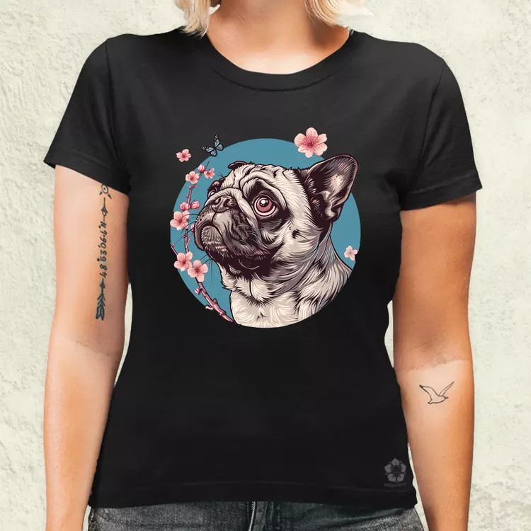 Mopsz és pillangó v4 női póló