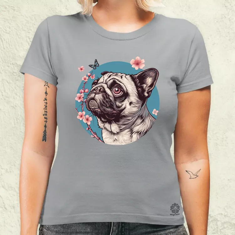 Mopsz és pillangó v4 női póló
