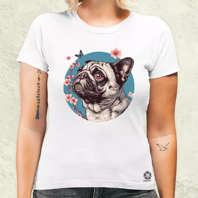 Mopsz és pillangó v4 női póló