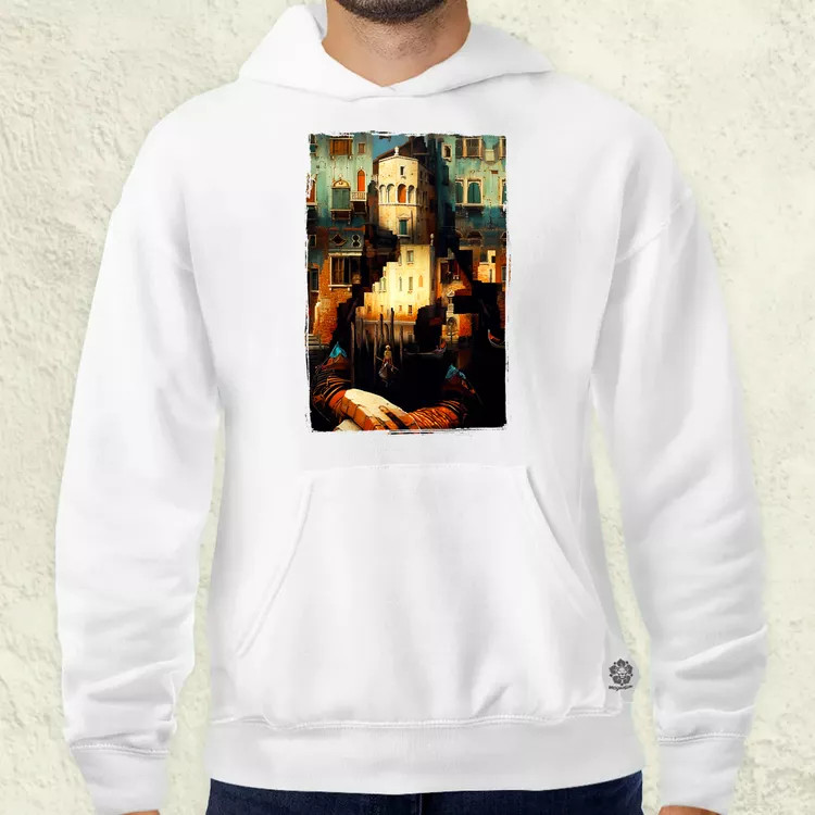 Pareidolia Mona Lisa város fantázia v1 férfi pulóver