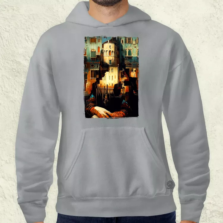 Pareidolia Mona Lisa város fantázia v1 férfi pulóver
