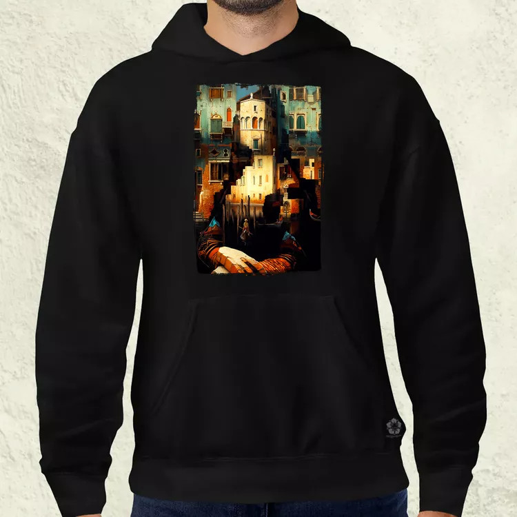 Pareidolia Mona Lisa város fantázia v1 férfi pulóver