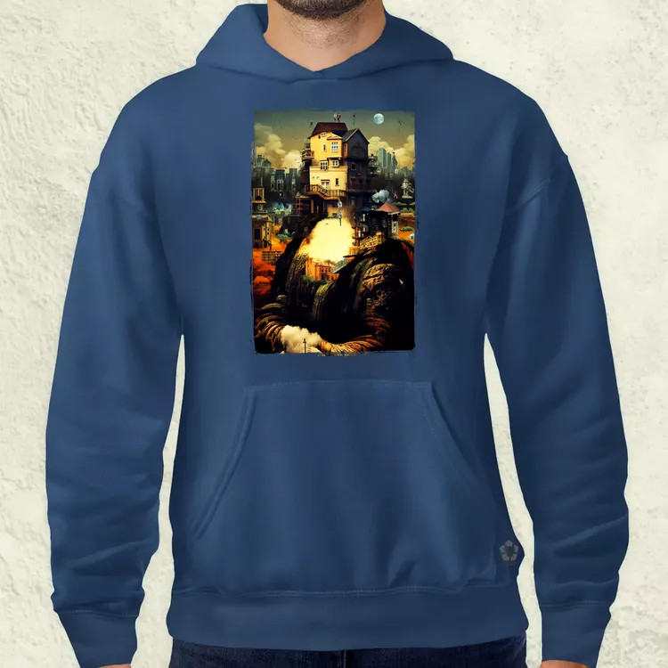 Pareidolia Mona Lisa város fantázia v2 férfi pulóver