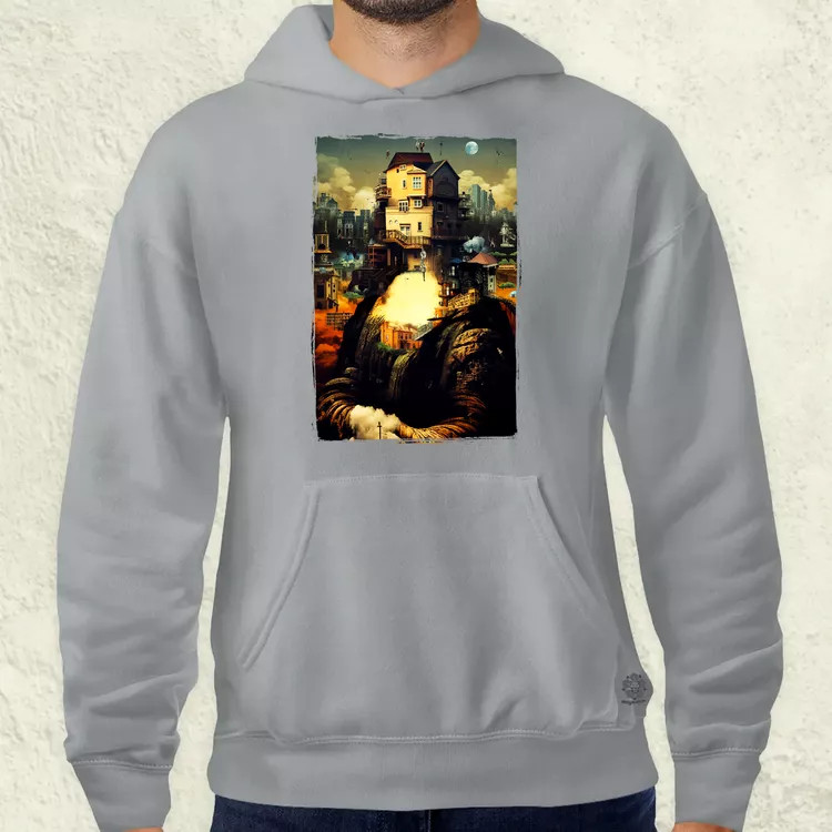 Pareidolia Mona Lisa város fantázia v2 férfi pulóver
