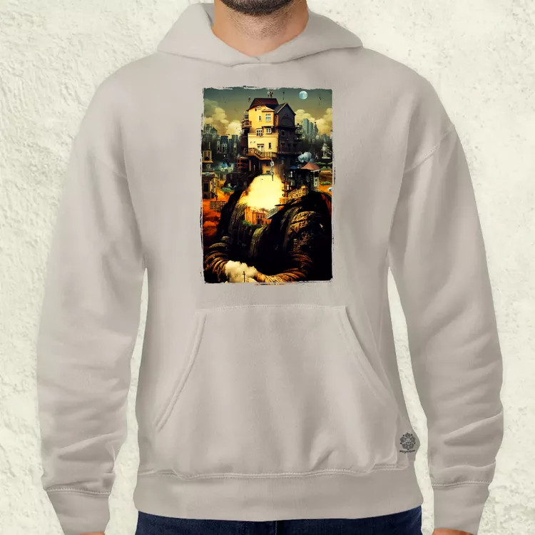 Pareidolia Mona Lisa város fantázia v2 férfi pulóver