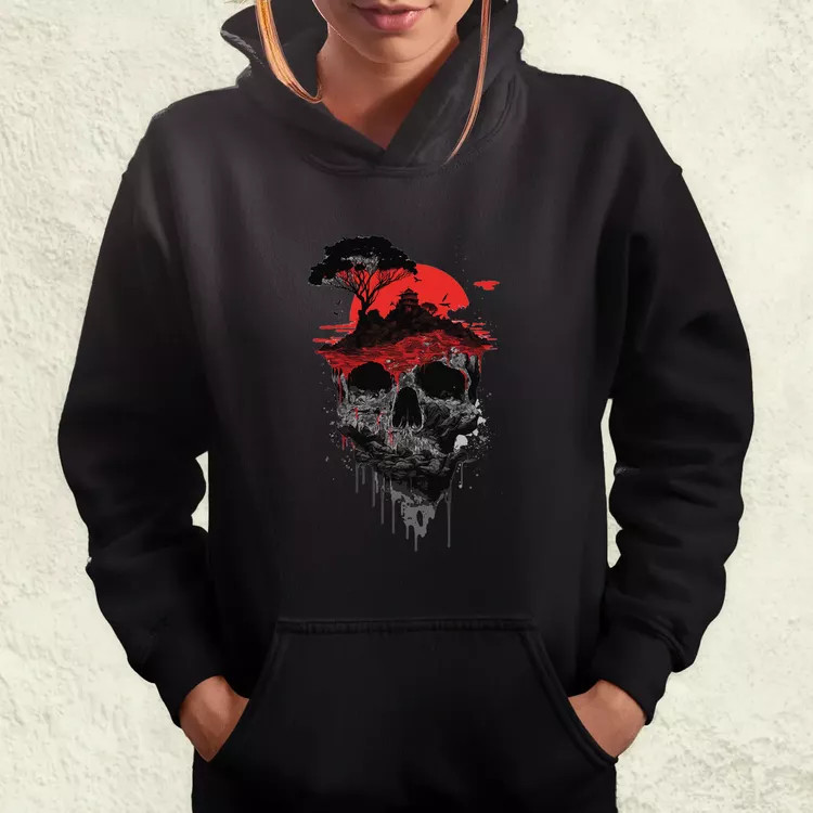 Minimalista természet és koponya kollázs v2 női pulóver