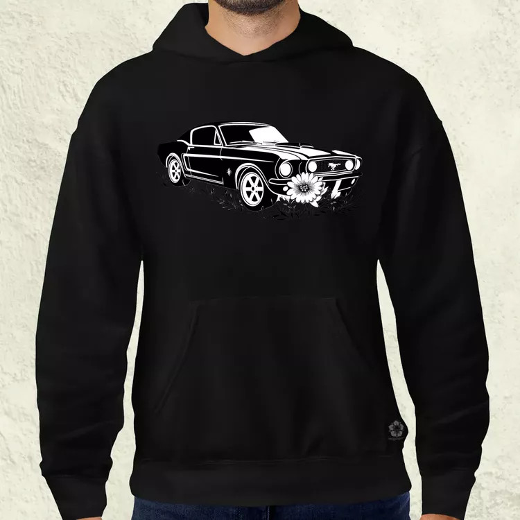 Mustang és virágok rajz v1 férfi pulóver