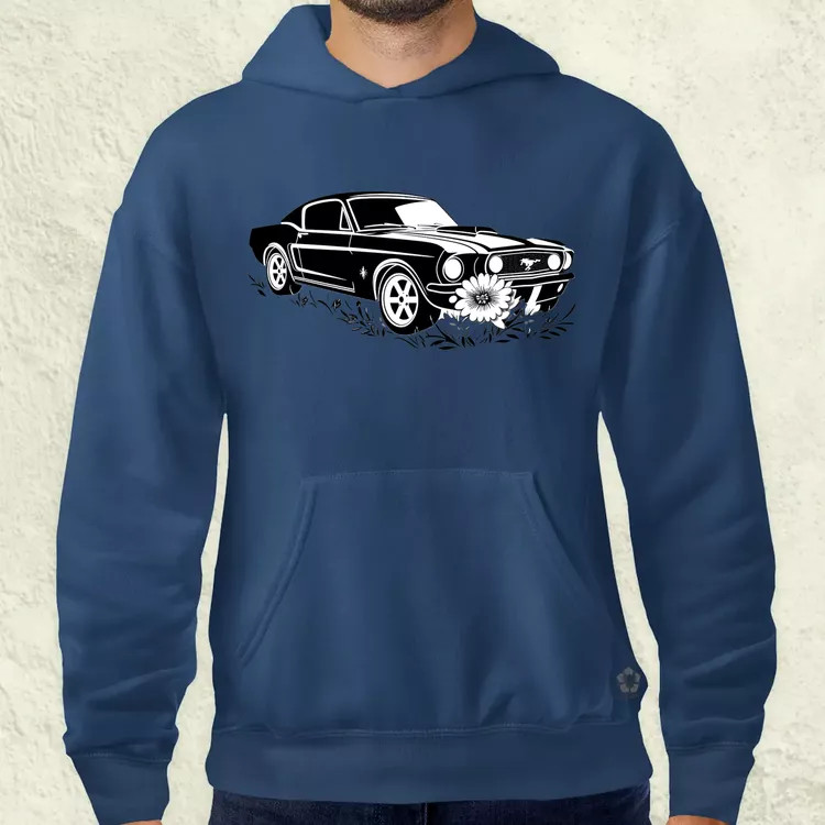 Mustang és virágok rajz v1 férfi pulóver