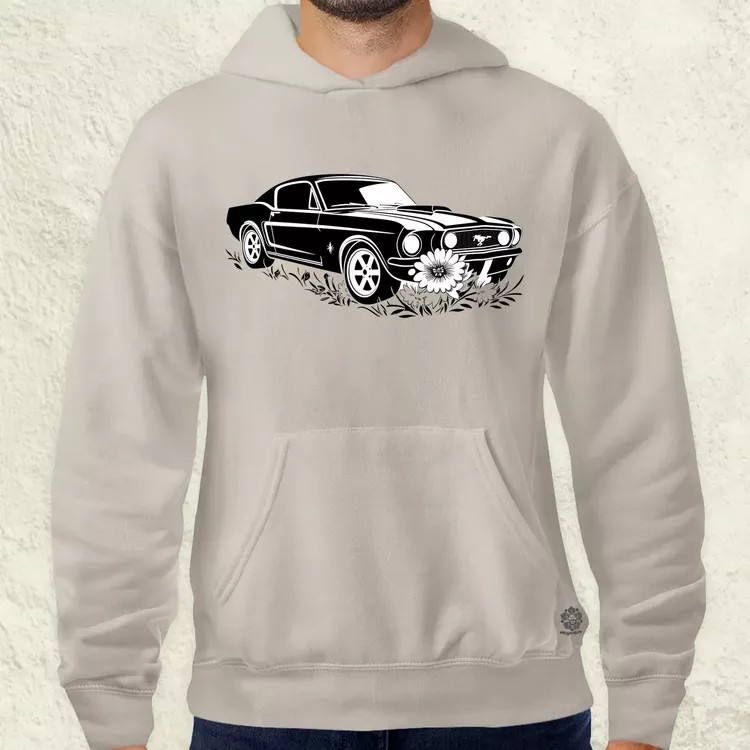 Mustang és virágok rajz v1 férfi pulóver