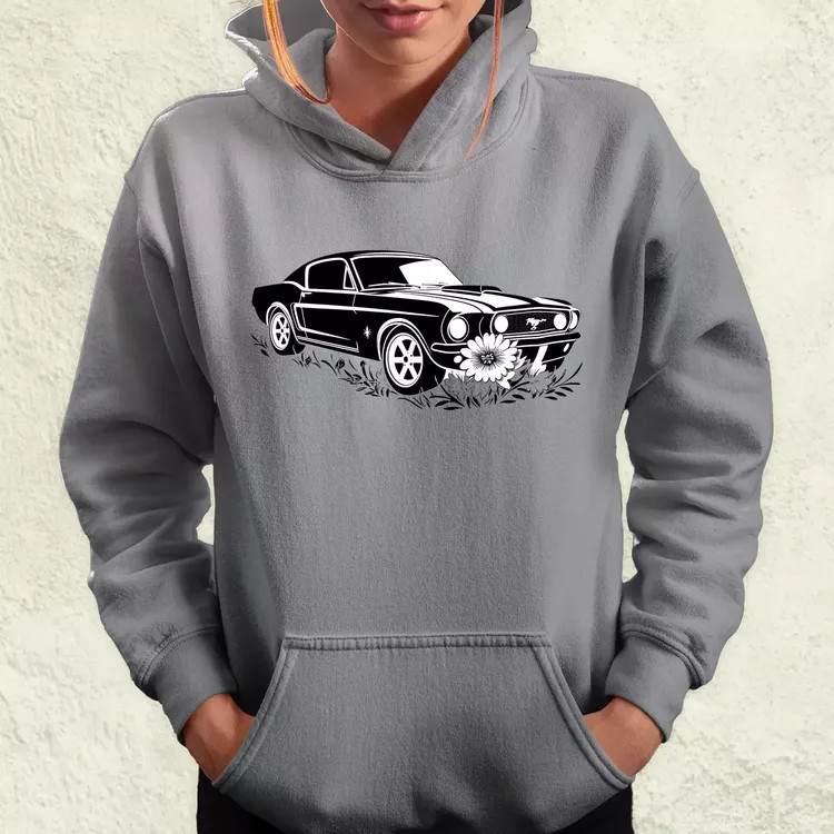 Mustang és virágok rajz v1 női pulóver