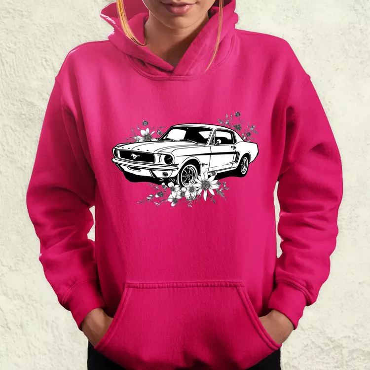 Mustang és virágok rajz v2 női pulóver