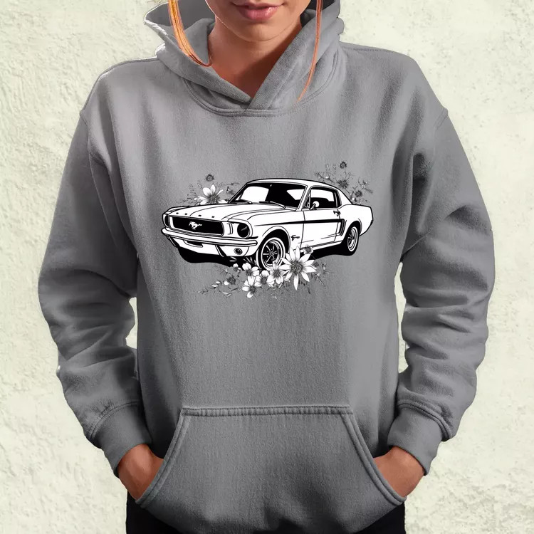 Mustang és virágok rajz v2 női pulóver