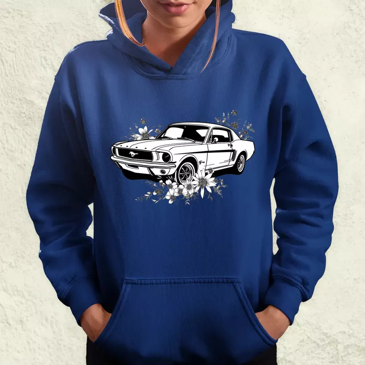 Mustang és virágok rajz v2 női pulóver