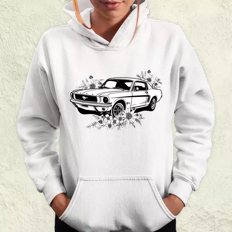 Mustang és virágok rajz v2 női pulóver