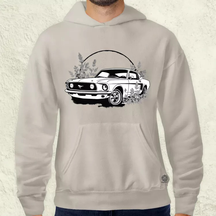 Mustang és virágok rajz v5 férfi pulóver