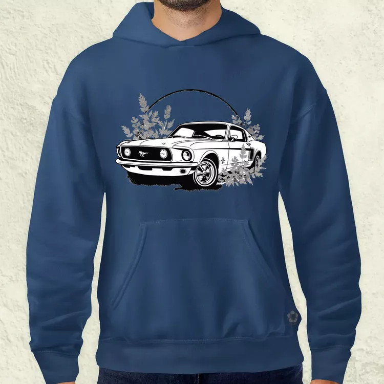 Mustang és virágok rajz v5 férfi pulóver