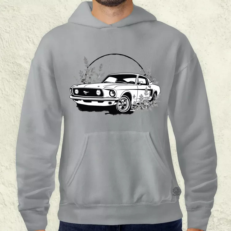 Mustang és virágok rajz v5 férfi pulóver