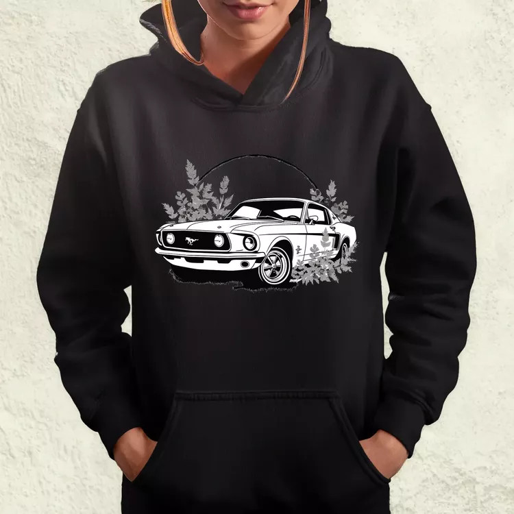 Mustang és virágok rajz v5 női pulóver