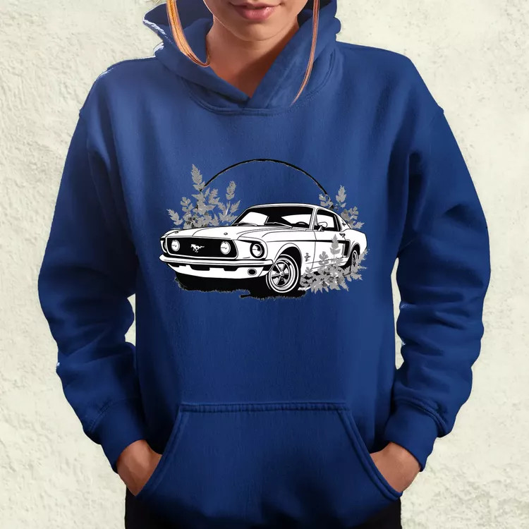 Mustang és virágok rajz v5 női pulóver