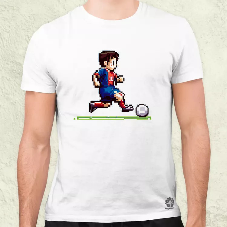 Messi labdával pixelart férfi póló