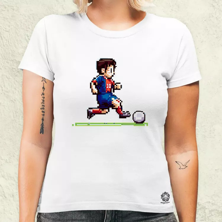 Messi labdával pixelart női póló