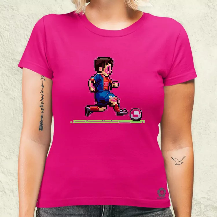 Messi labdával pixelart női póló