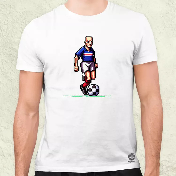 Zidane labdával pixelart férfi póló