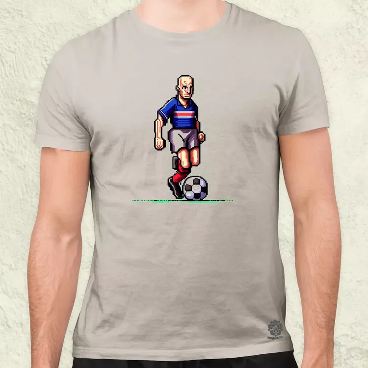Zidane labdával pixelart férfi póló