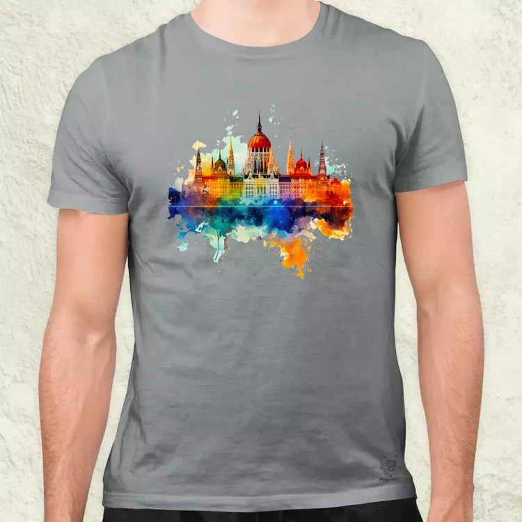 Budapest Országház vízfesték v1 férfi póló