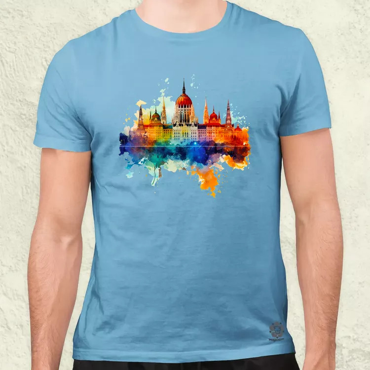 Budapest Országház vízfesték v1 férfi póló