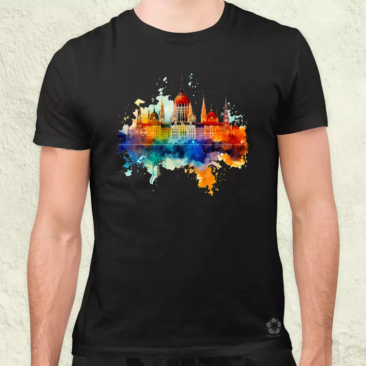Budapest Országház vízfesték v1 férfi póló