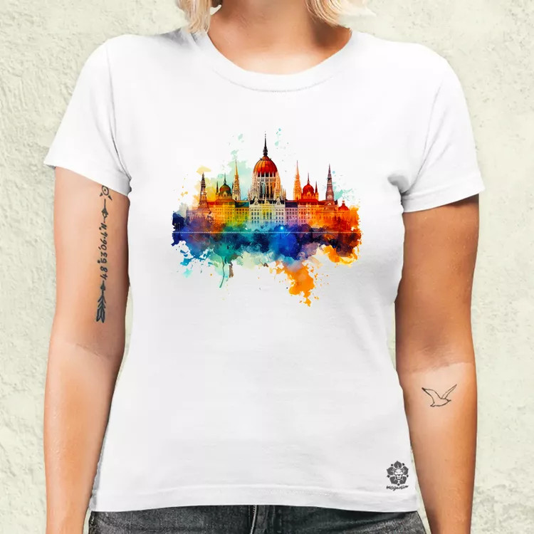 Budapest Országház vízfesték v1 női póló