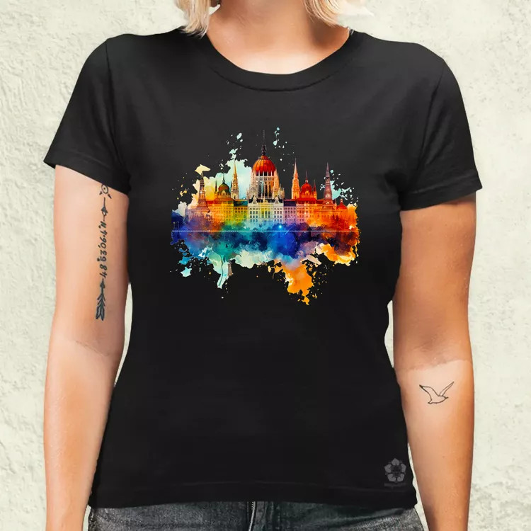 Budapest Országház vízfesték v1 női póló