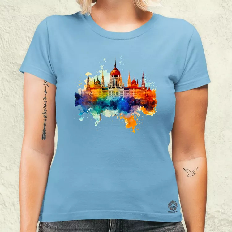 Budapest Országház vízfesték v1 női póló