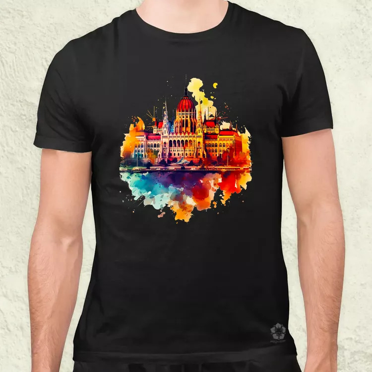 Budapest Országház vízfesték v2 férfi póló