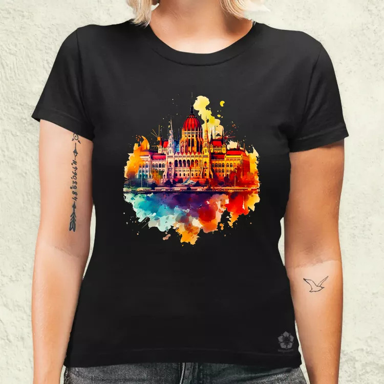 Budapest Országház vízfesték v2 női póló