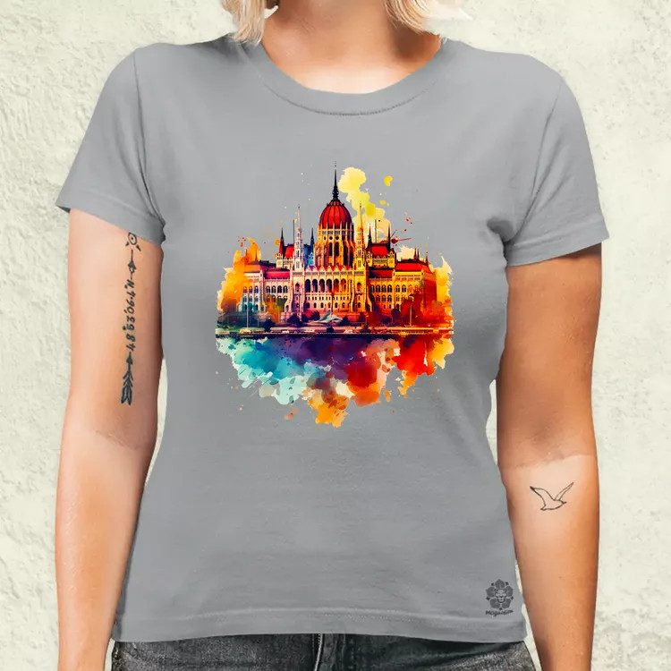Budapest Országház vízfesték v2 női póló