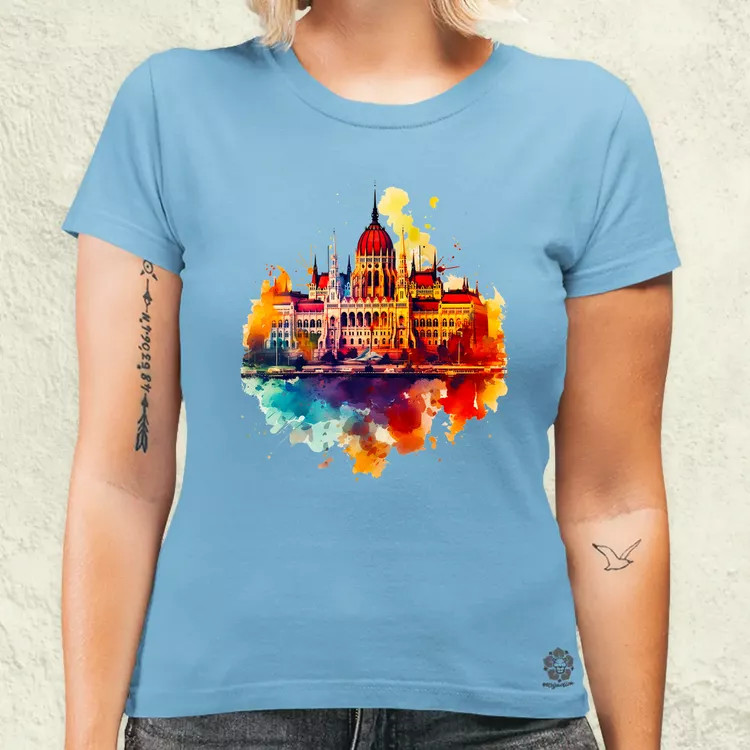 Budapest Országház vízfesték v2 női póló