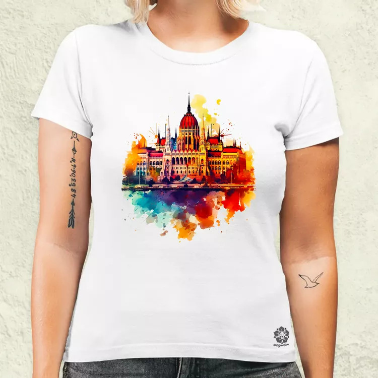 Budapest Országház vízfesték v2 női póló