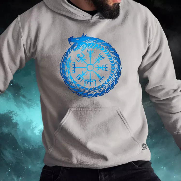 Jormungandr Vegvisir rúna férfi pulóver
