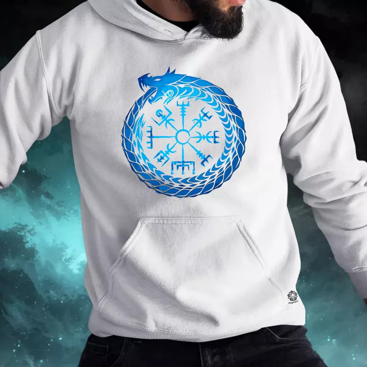 Jormungandr Vegvisir rúna férfi pulóver