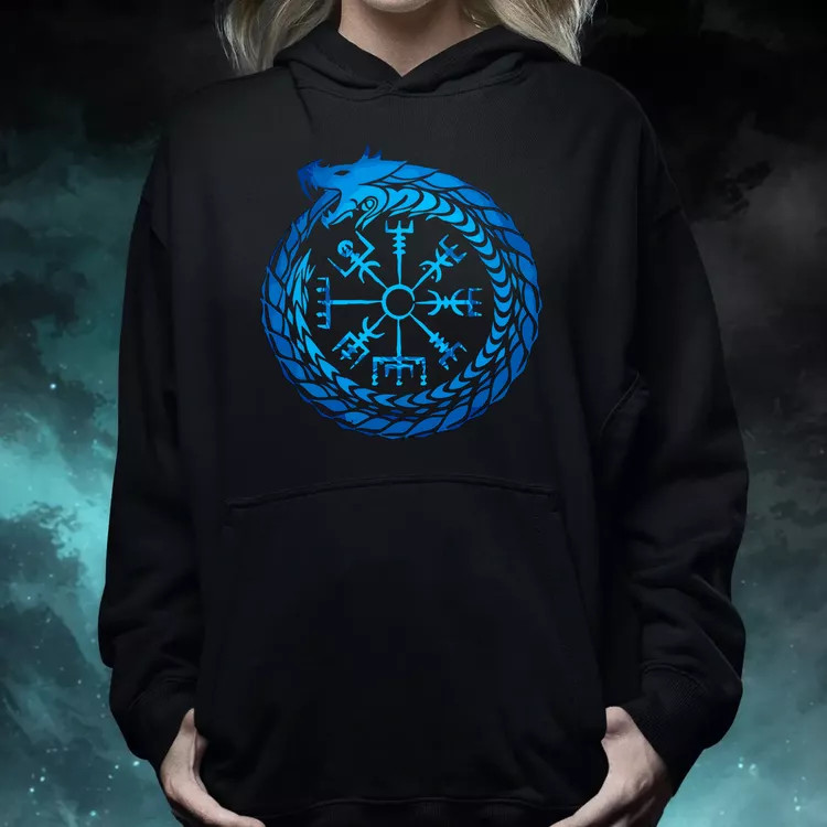 Jormungandr Vegvisir rúna női pulóver