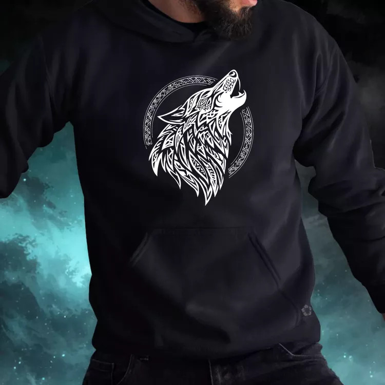 Rúna Fenrir fehér férfi pulóver