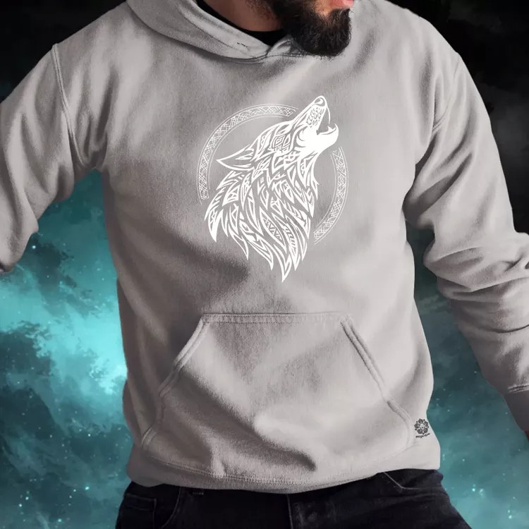 Rúna Fenrir fehér férfi pulóver