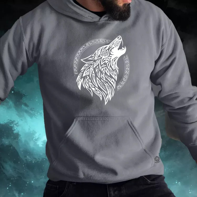Rúna Fenrir fehér férfi pulóver